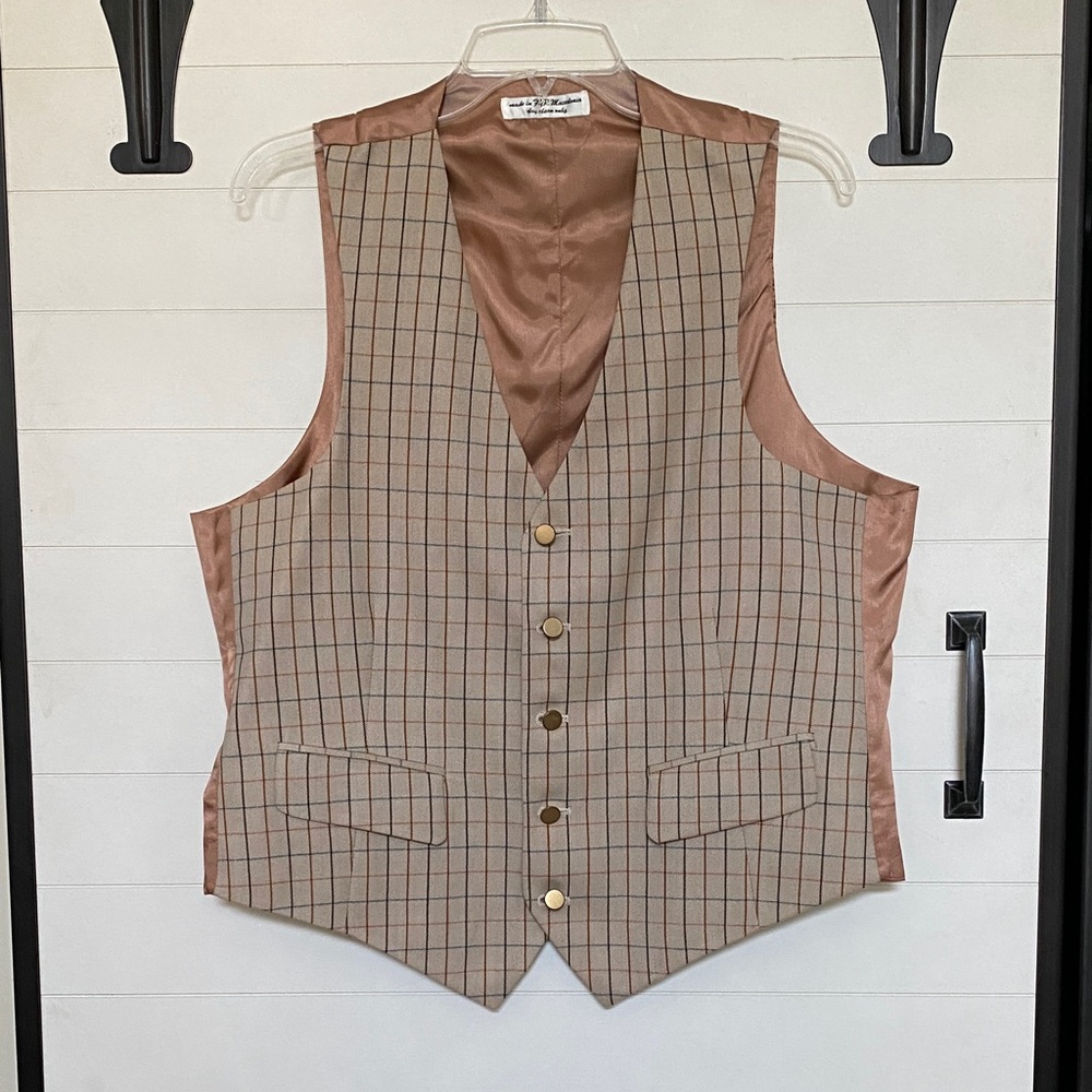 R.J. Classics Mens Foxhunting Vest in Tattersall 40R